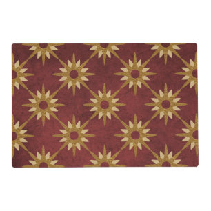 Burgundy with Gold Stars Pattern Placemat