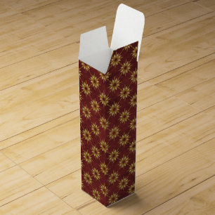 Burgundy with Gold Stars Pattern Wine Box