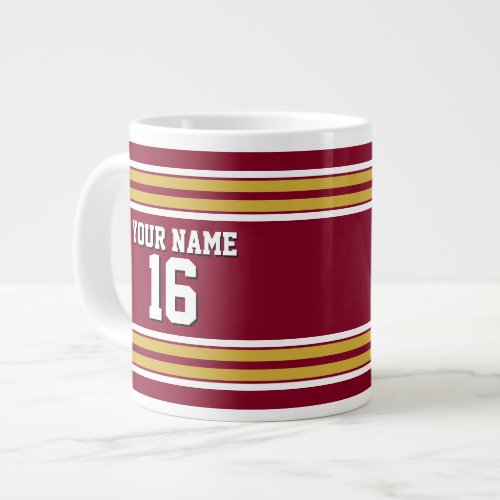 Burgundy with Gold White Stripes Team Jersey Giant Coffee Mug