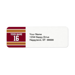 Burgundy with Gold White Stripes Team Jersey Label