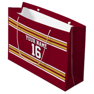 Burgundy with Gold White Stripes Team Jersey Large Gift Bag