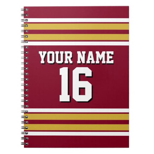 Burgundy with Gold White Stripes Team Jersey Notebook