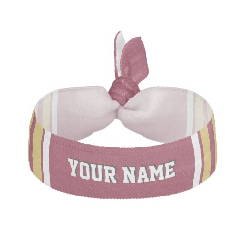 Burgundy with Gold White Stripes Team Jersey Ribbon Hair Tie