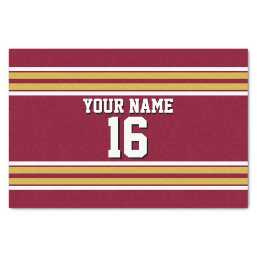 Burgundy with Gold White Stripes Team Jersey Tissue Paper