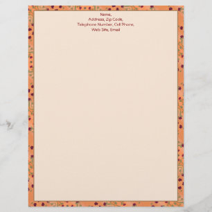 Burgundy with peach flowered letterhead
