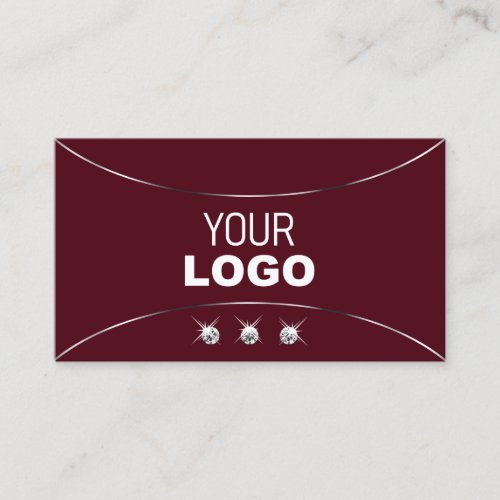 Burgundy with Silver Decor Diamonds and Logo Luxe Business Card