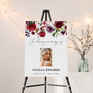 Burgundy Woman Funeral In Loving Memory Foam Board