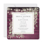 Burgundy Wood String Lights Greenery Bridal Shower