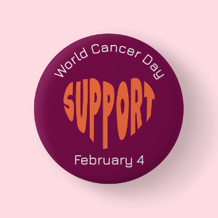 Burgundy World Cancer Day Button
