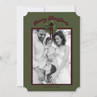 Burgundy Wreath Personalized Christmas Card