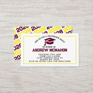 Burgundy Yellow Graduation Announcement Insert
