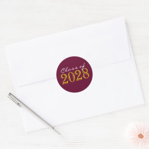 Burgundy Yellow Graduation Envelope Seal Stickers
