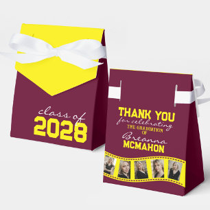 Burgundy & Yellow Photo Collage Filmstrip Favor Boxes