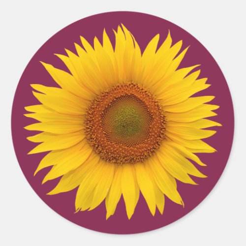 Burgundy Yellow Sunflower Flower Envelope Seal