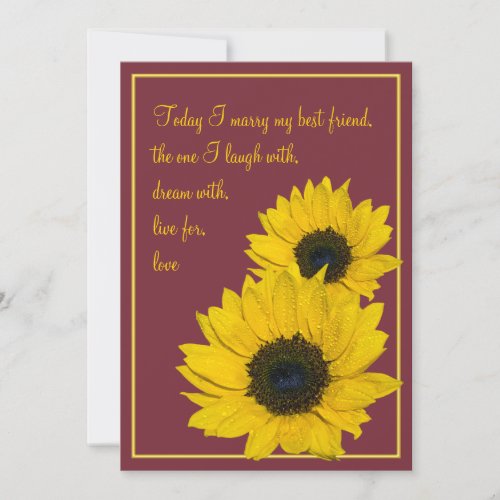 Burgundy Yellow Sunflower Wedding Invitation