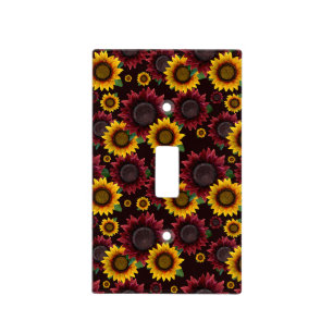 Burgundy & Yellow Sunflowers Light Switch Cover