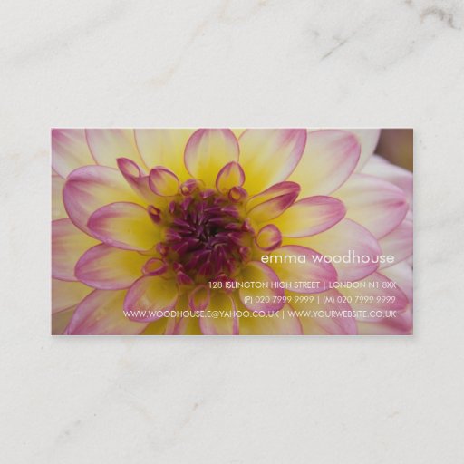 Customizable Burgundy, Yellow &amp; White Dahlia Business Card Template