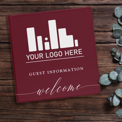 Burgundy Your Logo Guest Information Welcome 3 Ring Binder