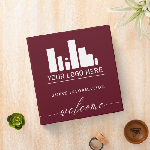 Burgundy Your Logo Guest Information Welcome 3 Ring Binder