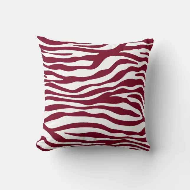 Burgundy Zebra Animal Print Throw Pillow Zazzle