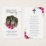 Burguny Blossom Photo Memorial Prayer Cards Burguny Blossom Photo Memorial Prayer Cards