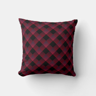 Burguny Plaid Throw Pillow