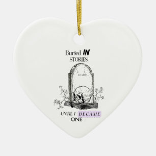 Buried In Stories Dark Academia Art Ceramic Ornament