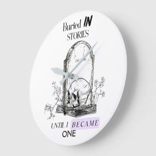 Buried In Stories Dark Academia Art Large Clock