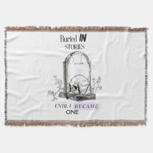 Buried In Stories Dark Academia Art Throw Blanket