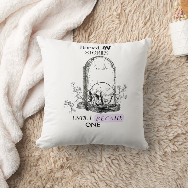 Buried In Stories Dark Academia Art Throw Pillow (Blanket)