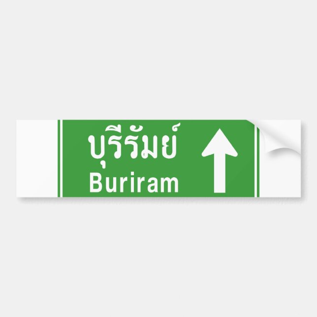 Buriram Ahead ⚠ Thai Highway Traffic Sign ⚠ Bumper Sticker (Front)