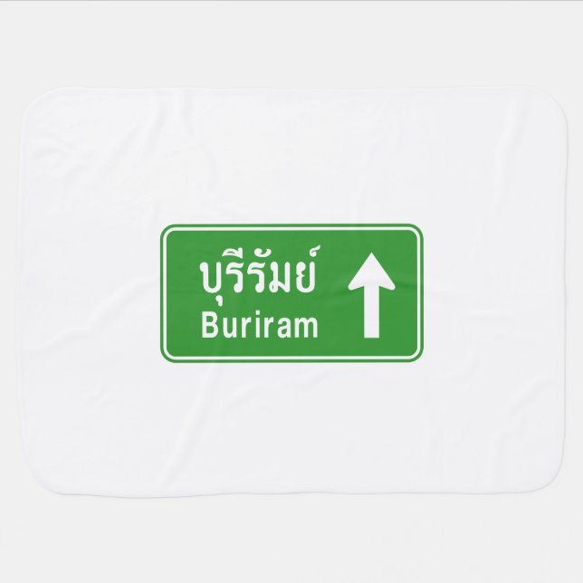 Buriram Ahead ⚠ Thai Highway Traffic Sign ⚠ Receiving Blanket (Horizontal)
