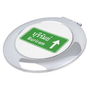 Buriram Ahead ⚠ Thai Highway Traffic Sign ⚠ Vanity Mirror