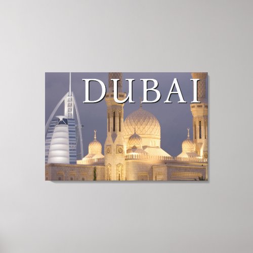 Burj al Arab  Mosque in Evening Dubai Canvas Print