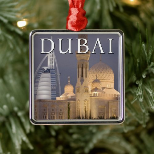 Burj al Arab  Mosque in Evening Dubai Metal Ornament