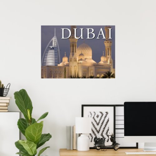 Burj al Arab  Mosque in Evening Dubai Poster