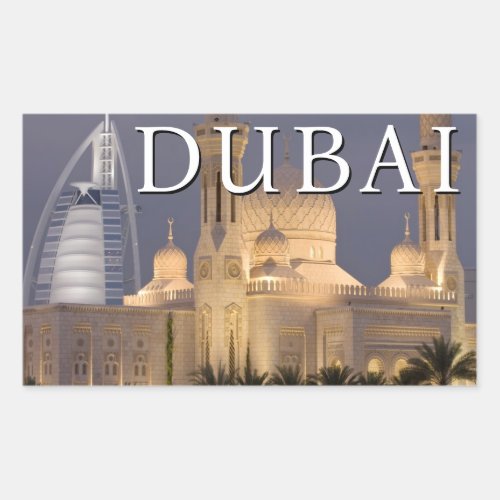 Burj al Arab  Mosque in Evening Dubai Rectangular Sticker