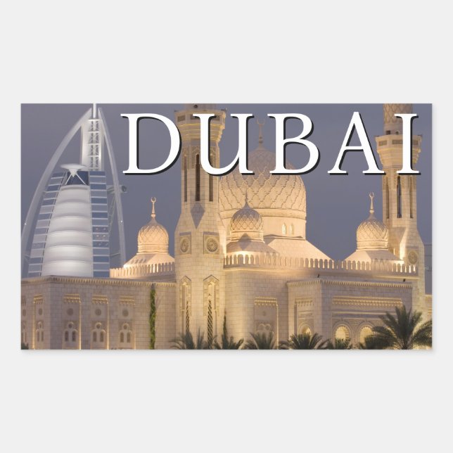 Burj al Arab | Mosque in Evening Dubai Rectangular Sticker (Front)