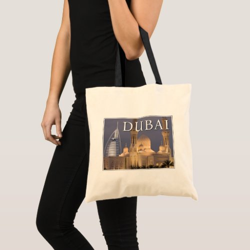 Burj al Arab  Mosque in Evening Dubai Tote Bag