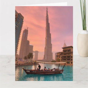 Burj Khalifa Boat Lake Cityscape            Card