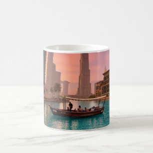 Burj Khalifa Boat Lake Cityscape Coffee Mug