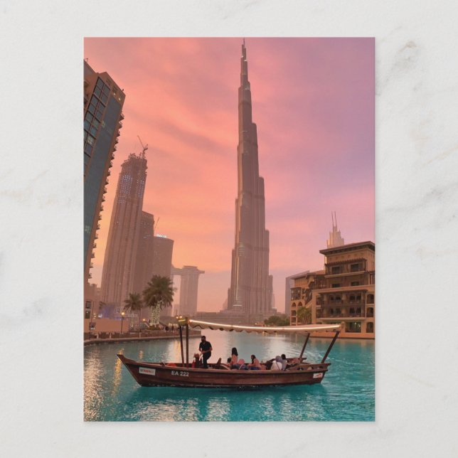 Burj Khalifa Boat Lake Cityscape          Postcard (Front)
