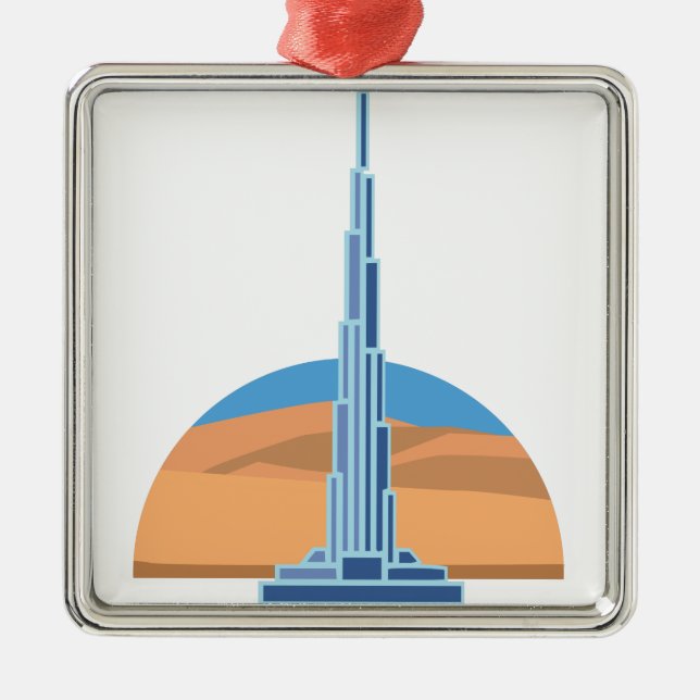 Burj Khalifa Dubai Metal Ornament (Front)