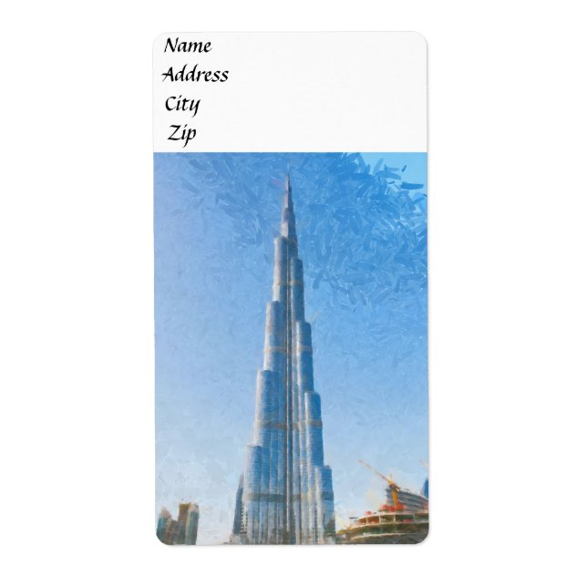 Burj Khalifa, Dubai painting Label (Front)
