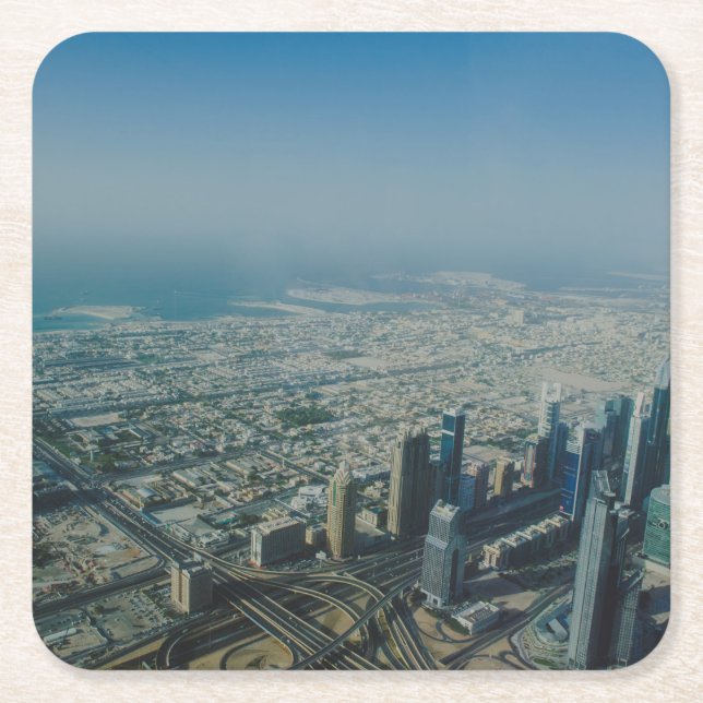 Burj Khalifa view, Dubai Square Paper Coaster (Front)