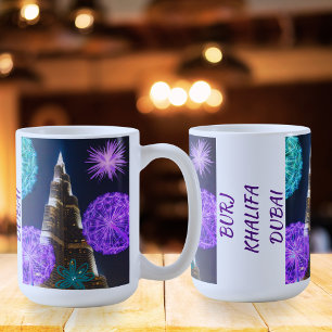 Burj Khalifa With Illuminated Flowers Dubai UAE Coffee Mug