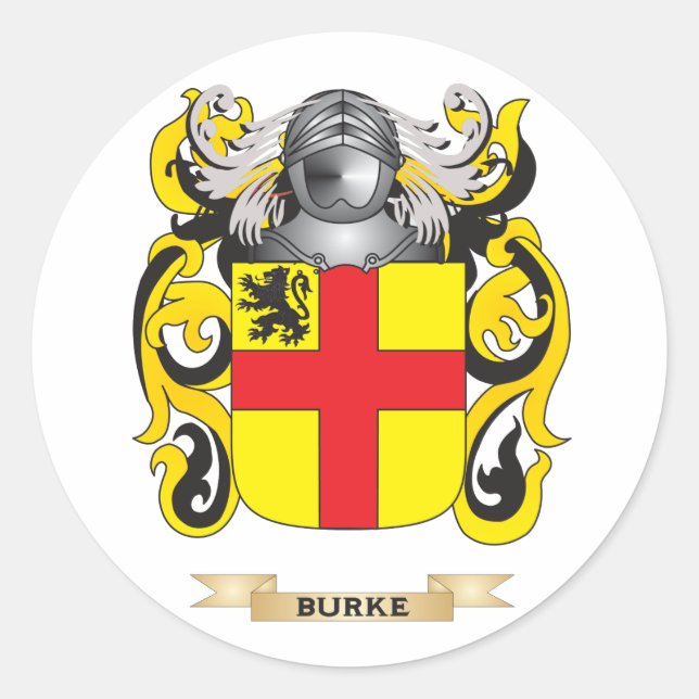 Burke Coat of Arms (Family Crest) Classic Round Sticker (Front)
