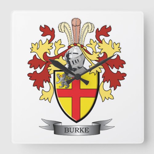 Burke Coat of Arms Square Wall Clock