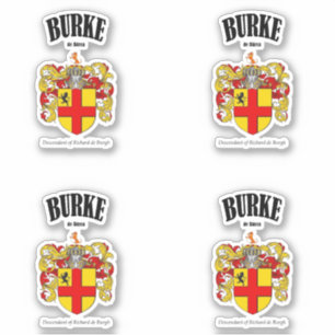 Burke Crest Irish Translation & Meaning (x4) Sticker