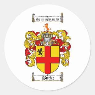 BURKE FAMILY CREST -  BURKE COAT OF ARMS CLASSIC ROUND STICKER